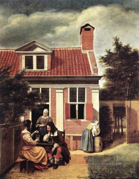Dorfhaus Genre Pieter de Hooch Ölgemälde